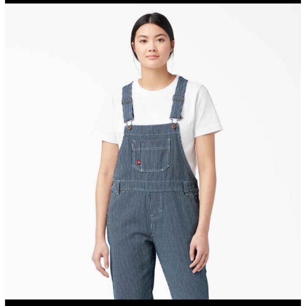 DICKIES - WOMENS RELAXED BIB OVERALL, RINSED HICKORY STRIPE, 30X30